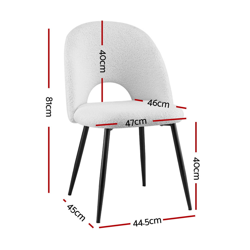 1 Set of 4 Artiss Dining Chair Boucle Sherpa