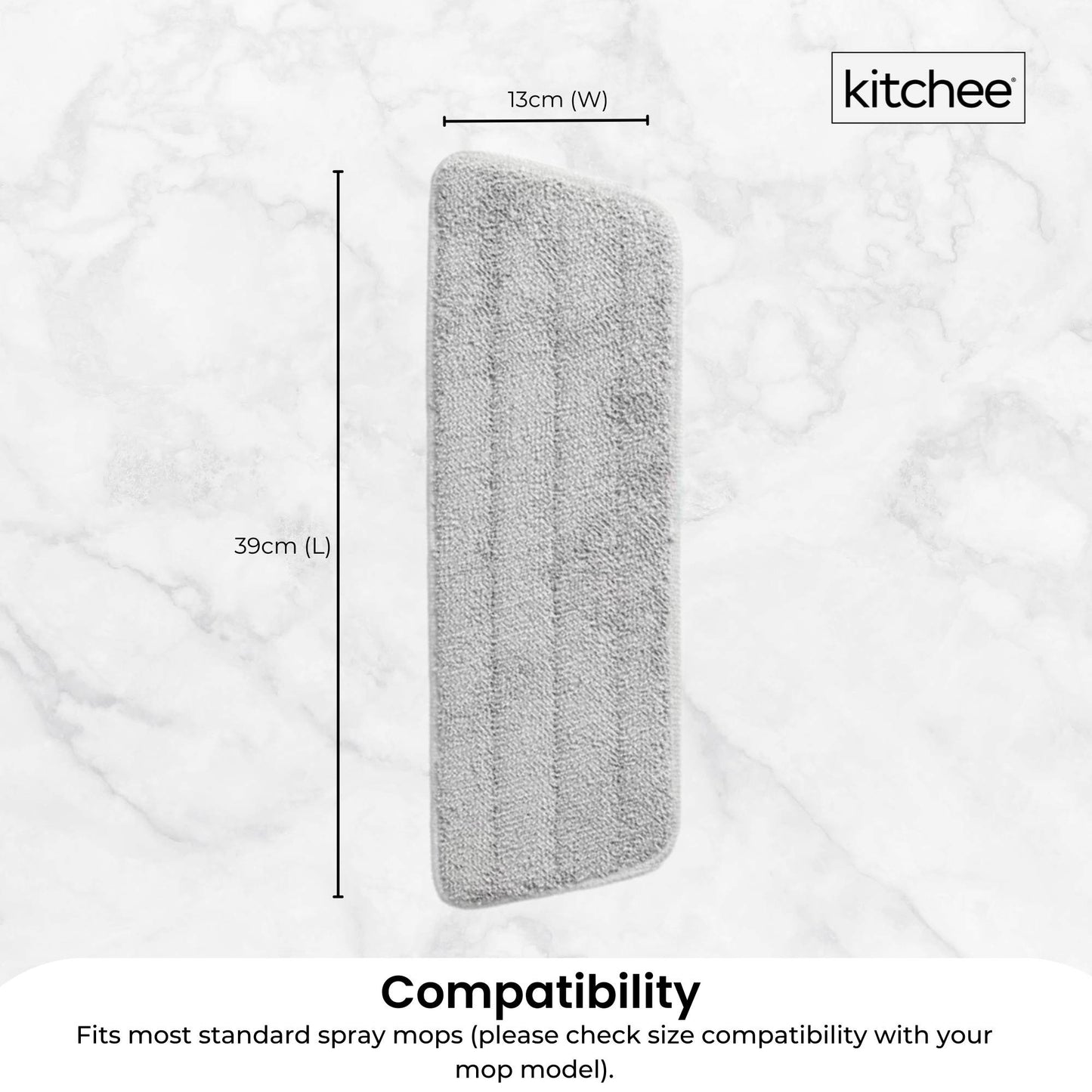 12x Kitchee Replacement Microfibre Mop Pad for Refillable Spray Floor Mop