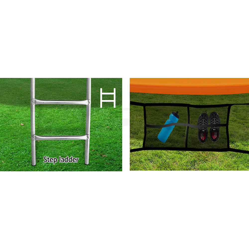 14ft Trampoline Everfit Kids Trampoline Rebounder w/ Ladder Basketball Hoop Orange