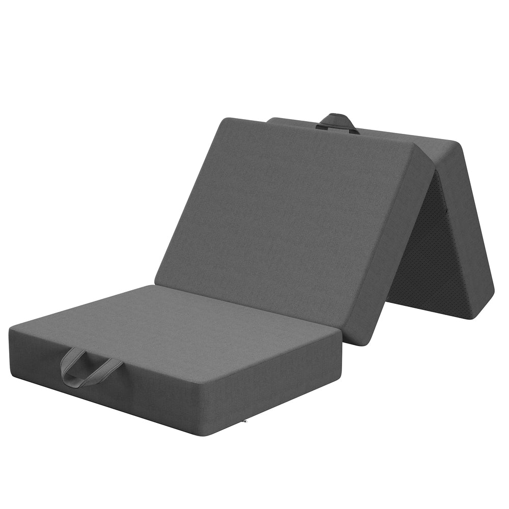 15cm Small King Single BedStory 3-Fold Mattress Folding Foam Bed Washable Cover, 190x80cm