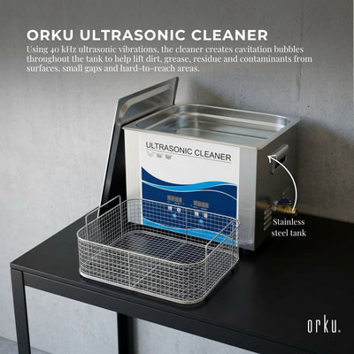 Orku 10L Ultrasonic Jewellery Cleaner Professional Machine + Digital Timer