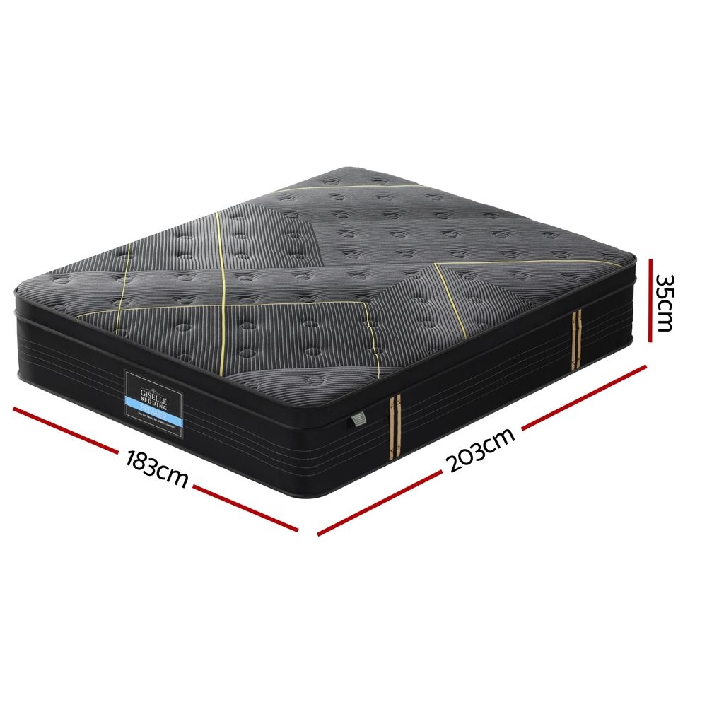Giselle Bedding King Mattress 35cm Bamboo Charcoal Foam with Enhanced 6-turn Pocket Spring