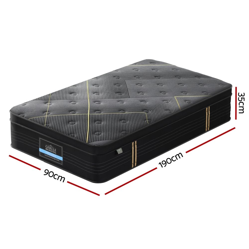 Giselle Bedding Single Mattress 35cm Bamboo Charcoal Foam with Enhanced 6-turn Pocket Spring