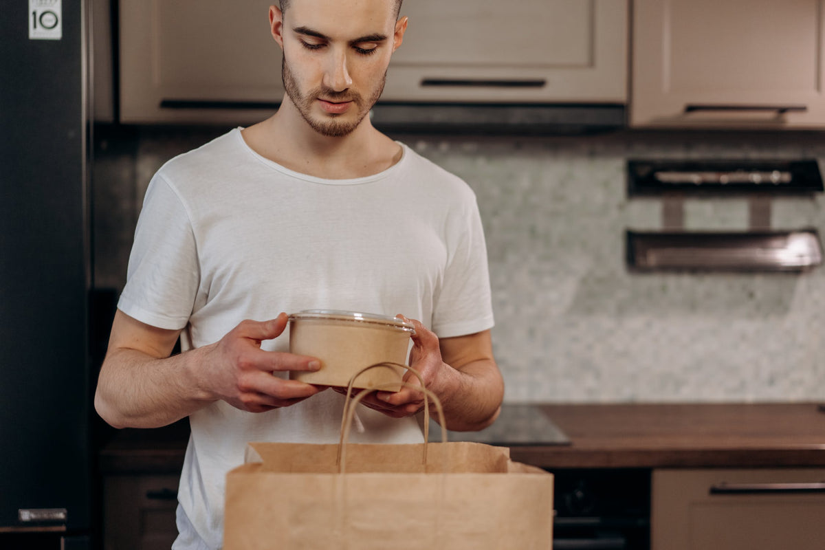 50 X Brown Kraft Paper Food Bowls And Lids 750Ml