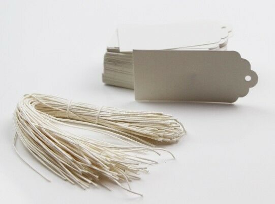 50 X Kraft Tags White Diy Paper Gift Tag With Twine
