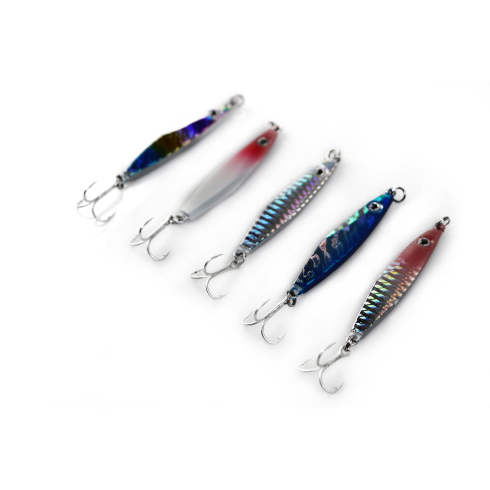 5X 21G Fishing Lures Metal Slice Micro Jig Bait Spoon Tackle Salmon Mackerel Gt