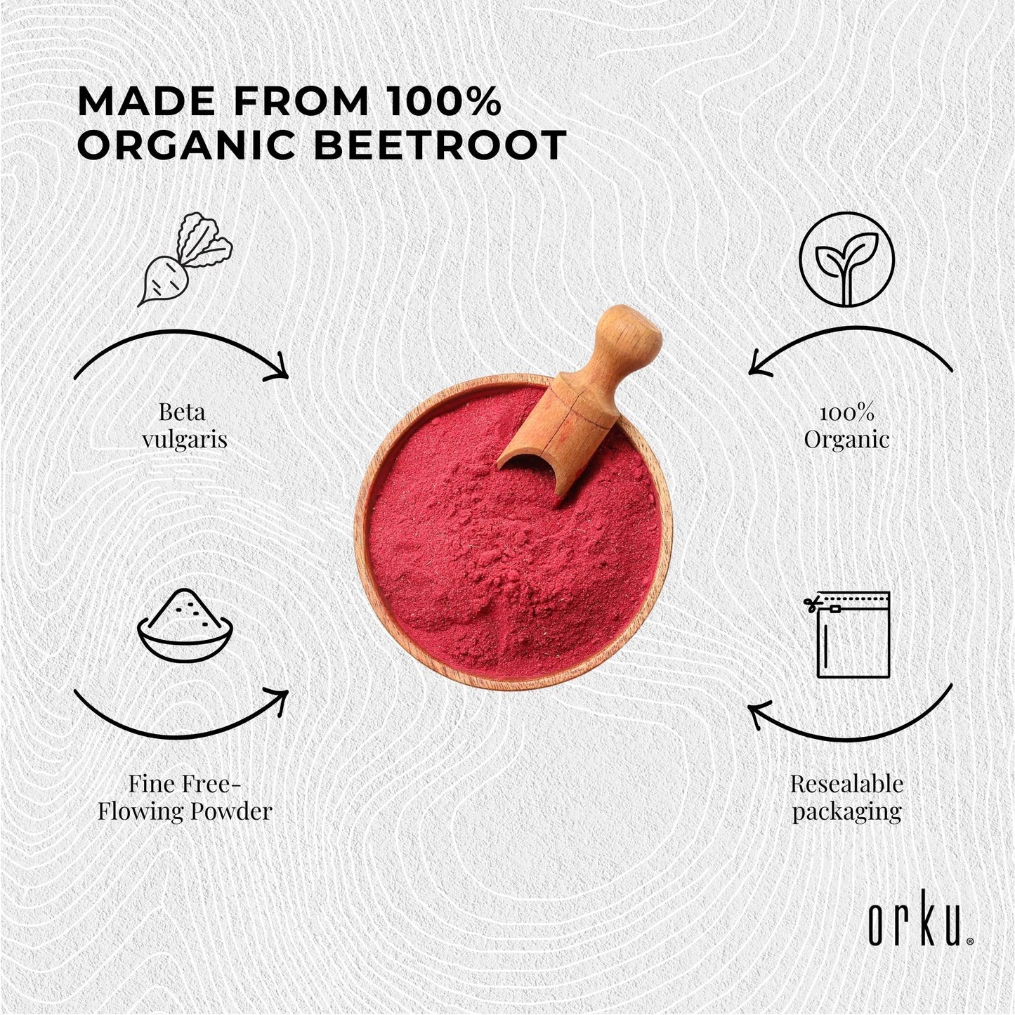Orku 3Kg Organic Beetroot Powder ACO Certified 100% Pure Beet Root Tub