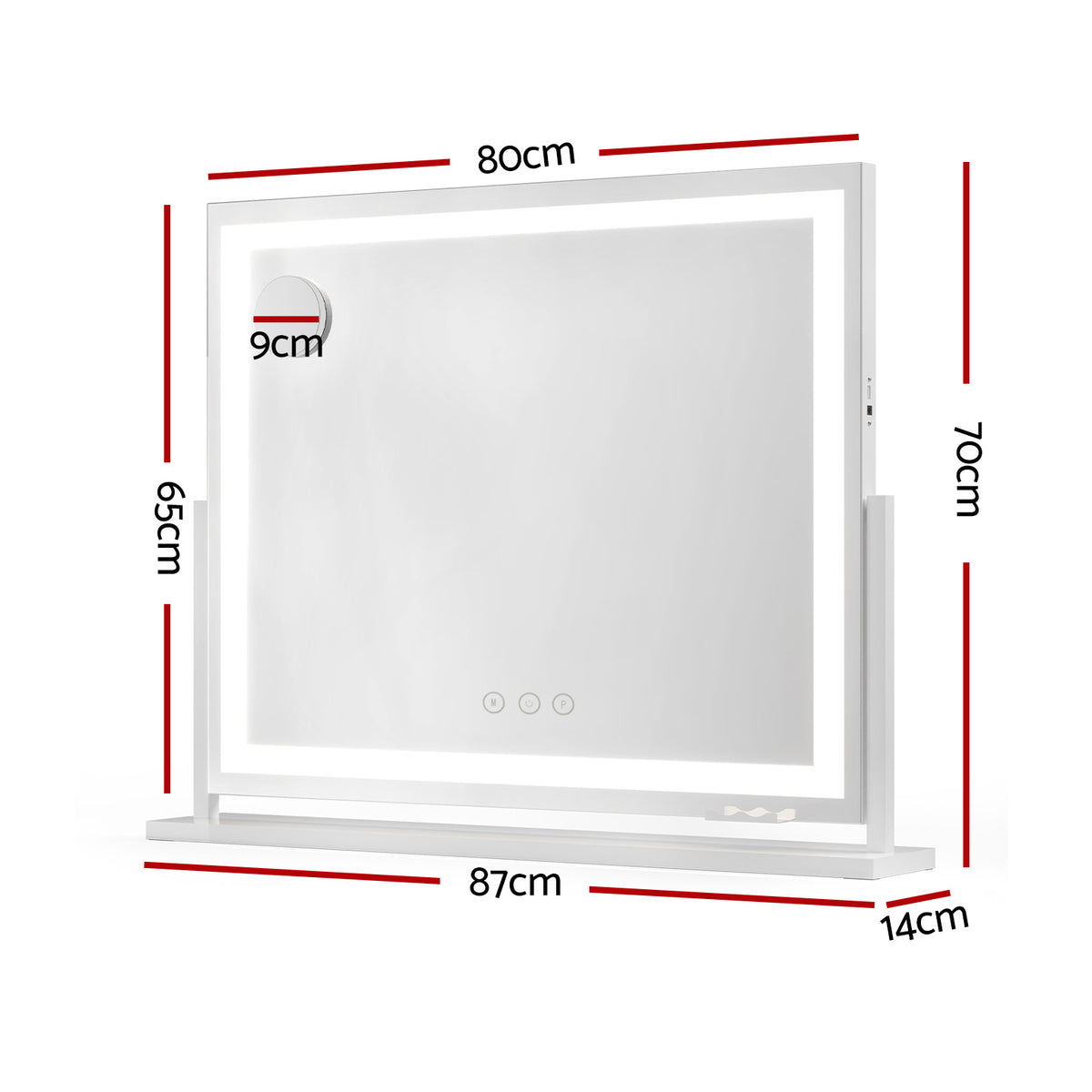 80x65cm Embellir Makeup Mirror Hollywood Vanity with LED Light White Frame