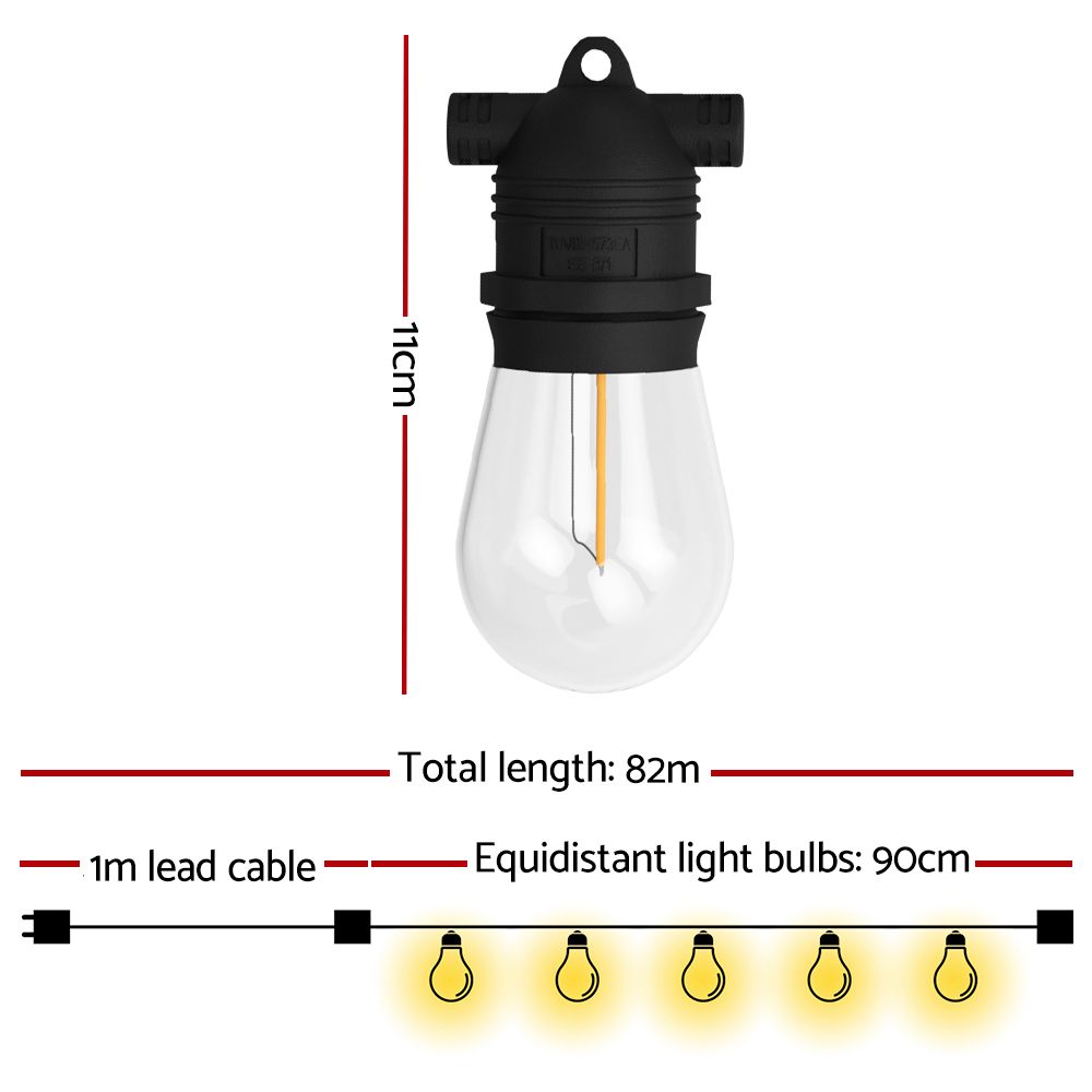 82m Festoon Lights Christmas Fairy String Lights Outdoor Party Garden Decor
