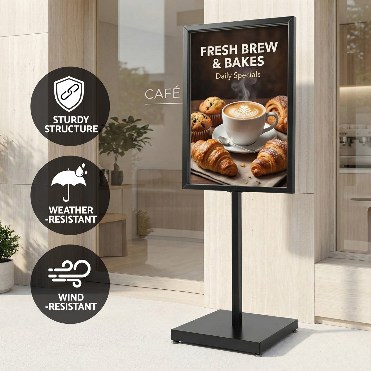 A1 Frame Pedestal Sign Holder Poster Stand Display Board Double Sided 60x90cm
