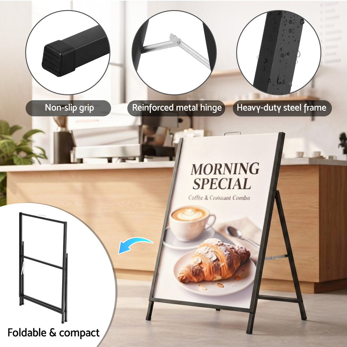 A1 Frame Sign Stand Single Sided Poster Display Board Outdoor Advertising 60x90cm