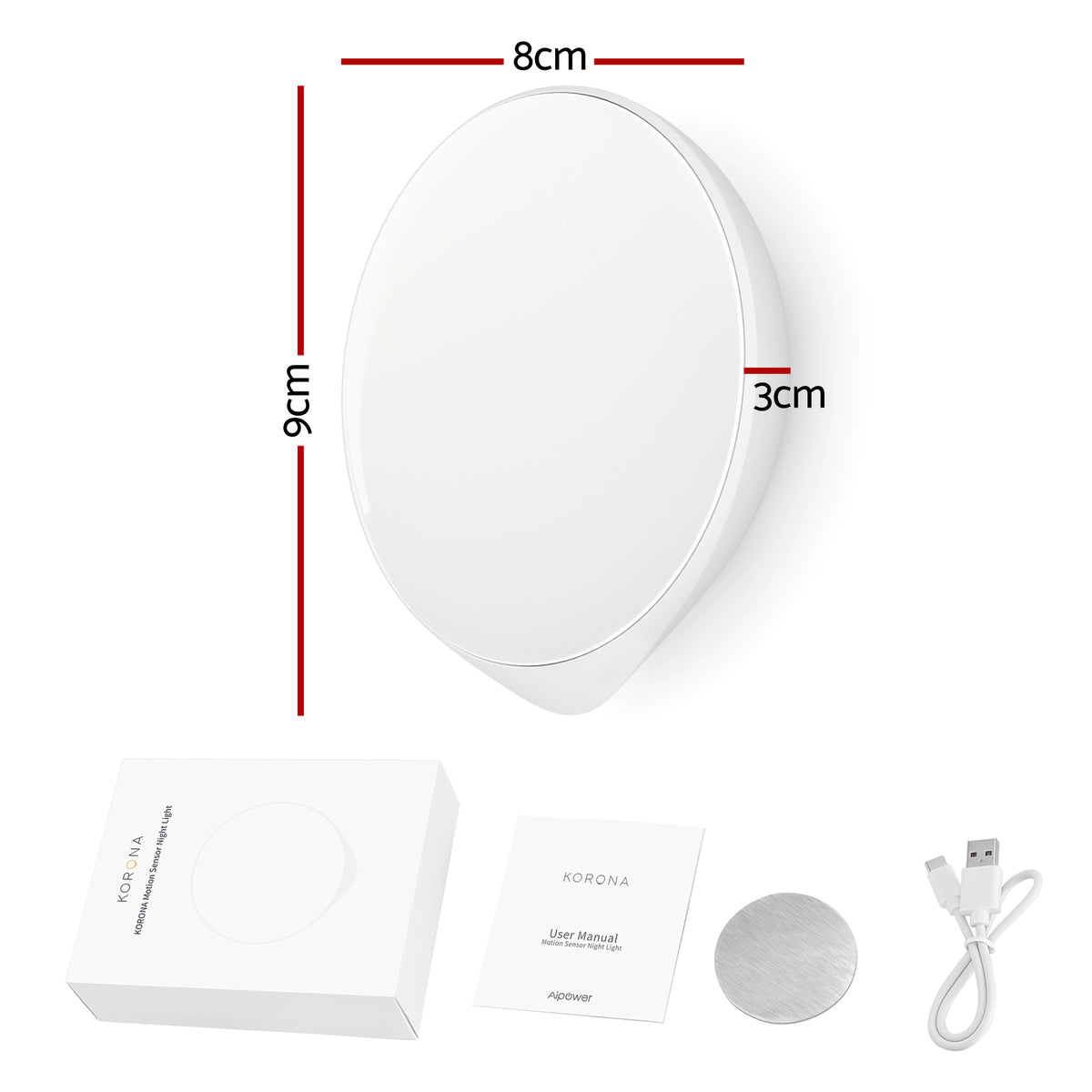 AIPOWER Motion Sensor Night Light USB-C Rechargeable Closet Light 3 Packs