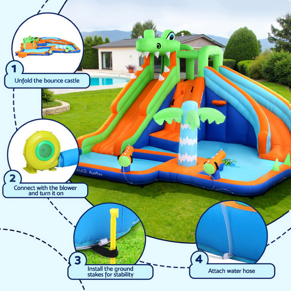 AirMyFun Kids Inflatable Pool Water Double Slide Park Jumping Castle 465X430CM