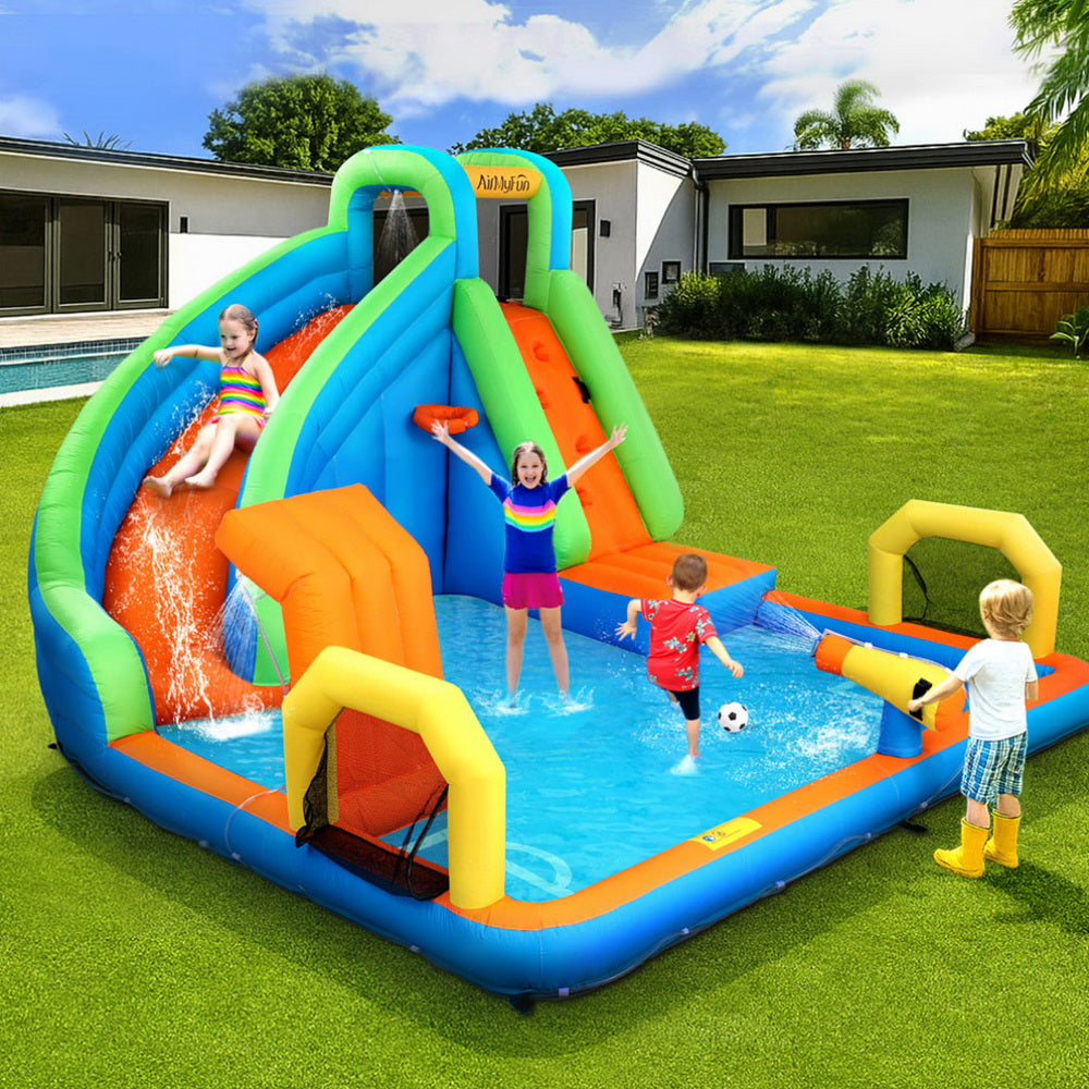 AirMyFun Kids Inflatable Pool Water Slide Cannon Splash Park Castle Outdoor Toys 427X374CM