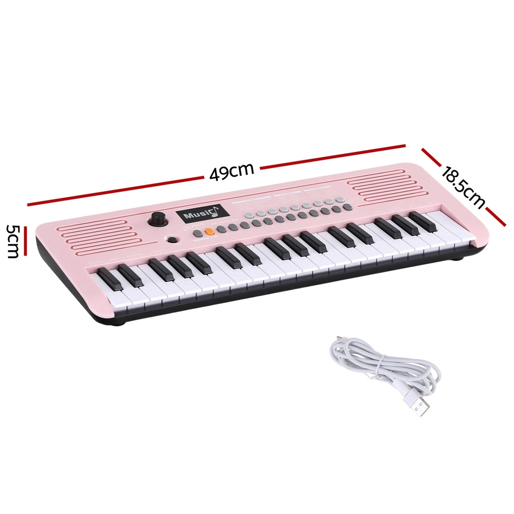 Alpha 37-Key Digital Piano Keyboard for Kids Beginners Electronic Keyboard Piano Gift Pink