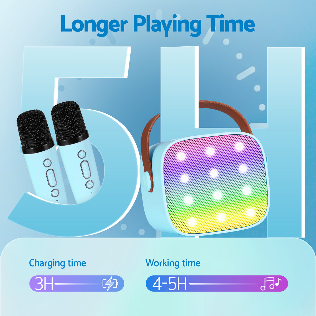 Alpha Mini Portable Karaoke Machine for Adults Kids with 2 Wireless Microphones
