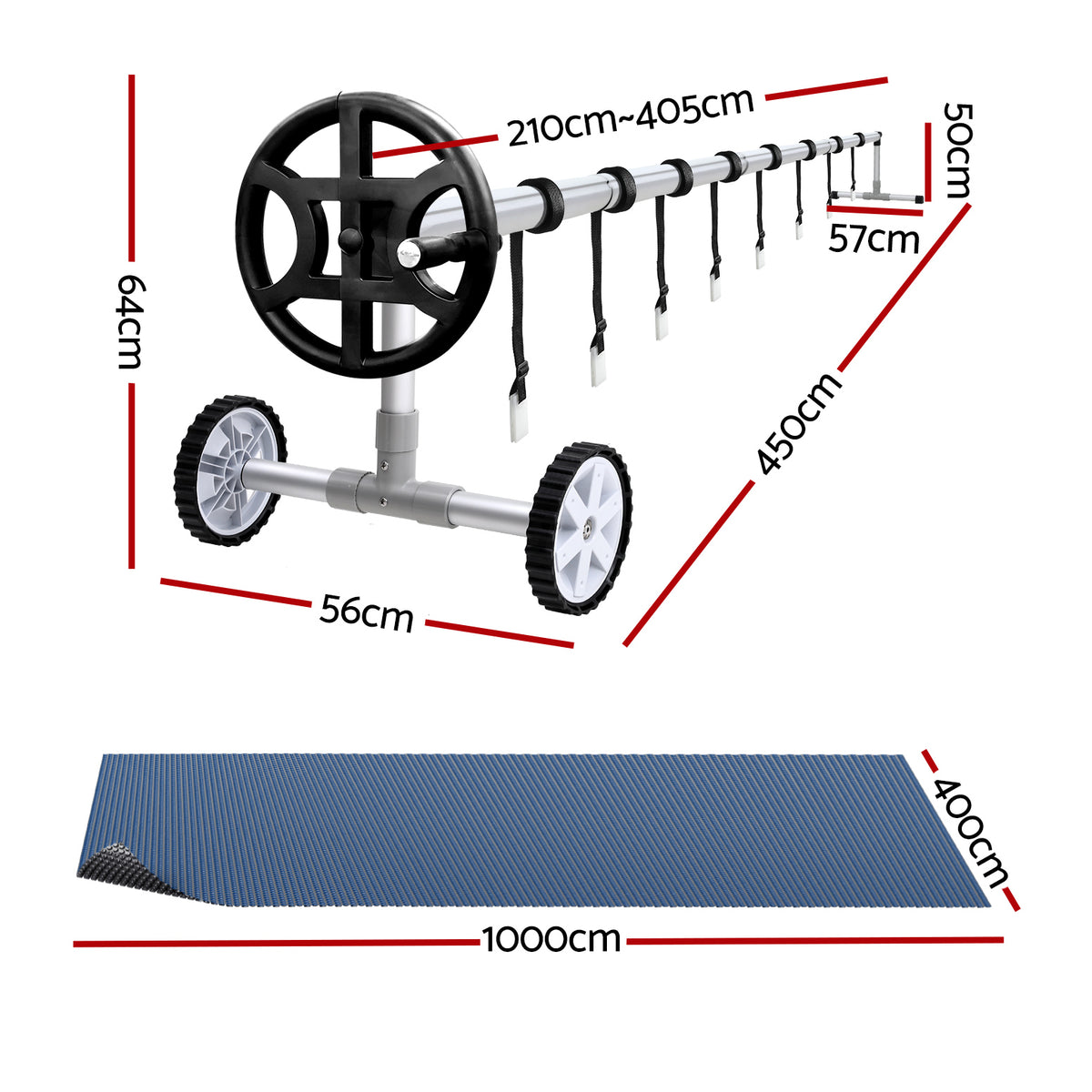 Aqua Buddy Pool Cover 600 Micron 10x4m w/ Roller 4m Swimming Pools Black Solar Blanket