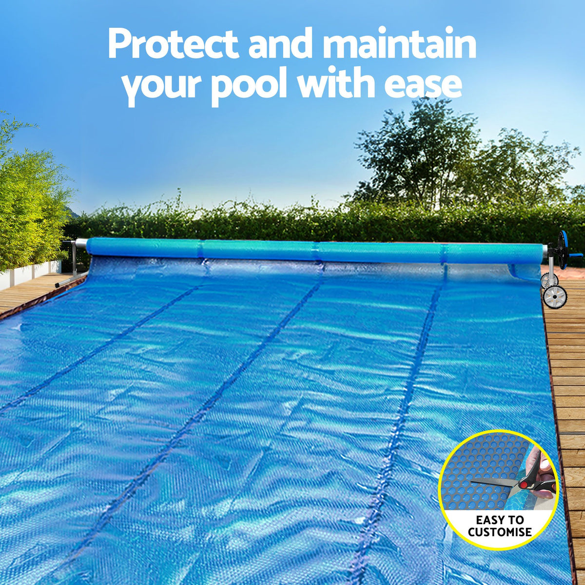 Aqua Buddy Pool Cover 600 Micron 9.5x5m w/ Blue Roller 5.55m Swimming Pools Sliver Solar Blanket
