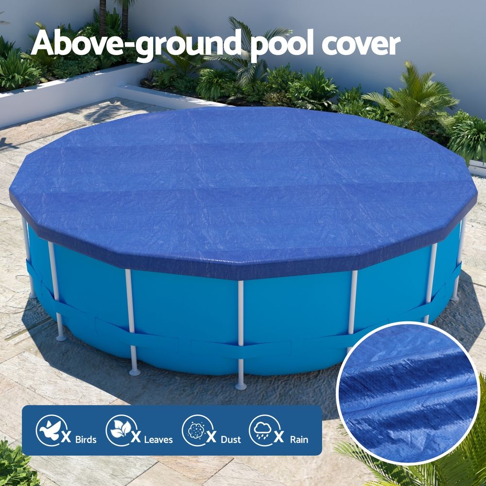 Aqua Buddy Pool Cover Fit 3.66m Round Above-ground Swimming Pool Blanket Blue