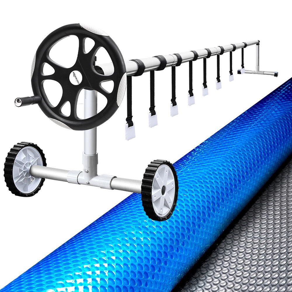 Aquabuddy Pool Cover 500 Micron 8.5x4.2m Silver Swimming Pool Solar Blanket 5.5m Roller