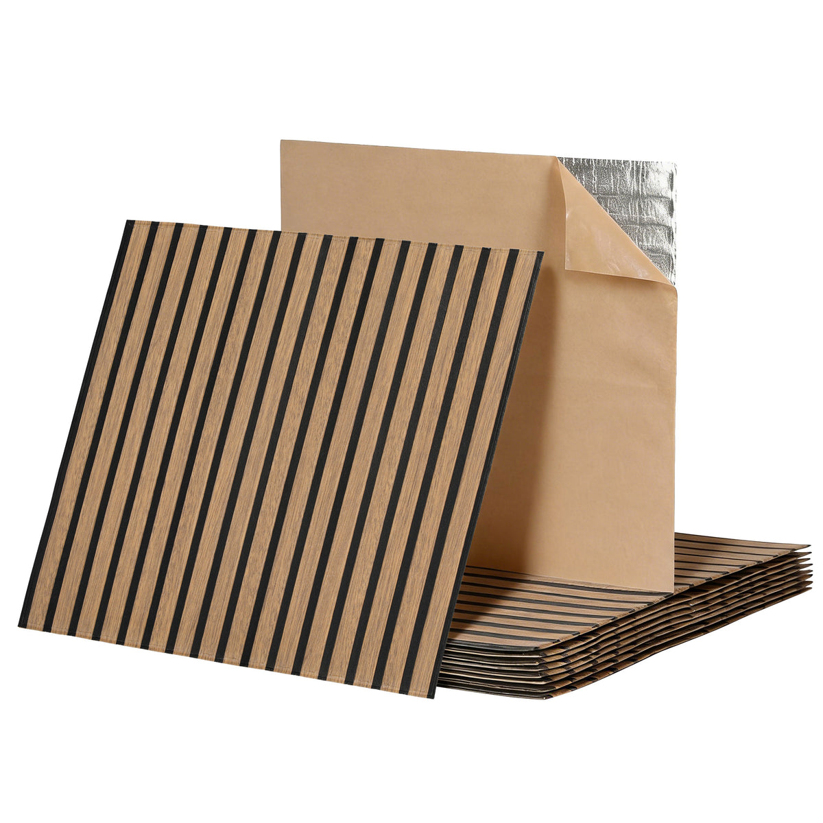 Artiss 10PCS Peel and Stick Wall Panels Tiles 68X68CM Self Adhesive for Home Office Studio Brown