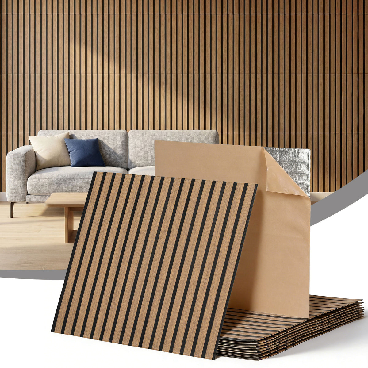 Artiss 10PCS Peel and Stick Wall Panels Tiles 68X68CM Self Adhesive for Home Office Studio Brown