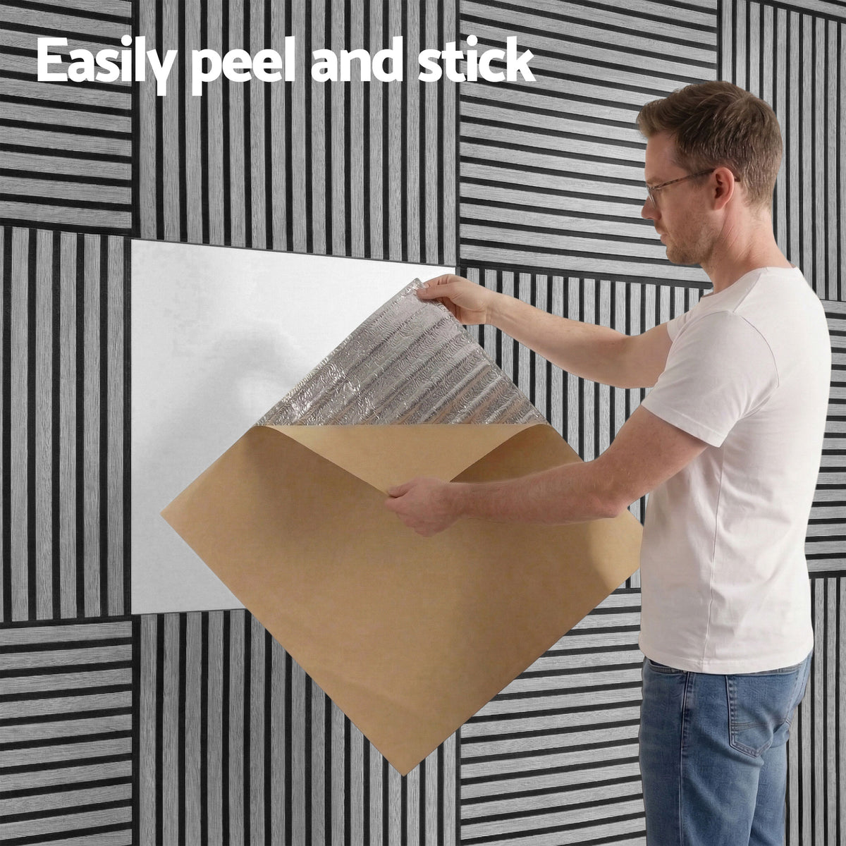 Artiss 10PCS Peel and Stick Wall Panels Tiles 68X68CM Self Adhesive for Home Office Studio Grey