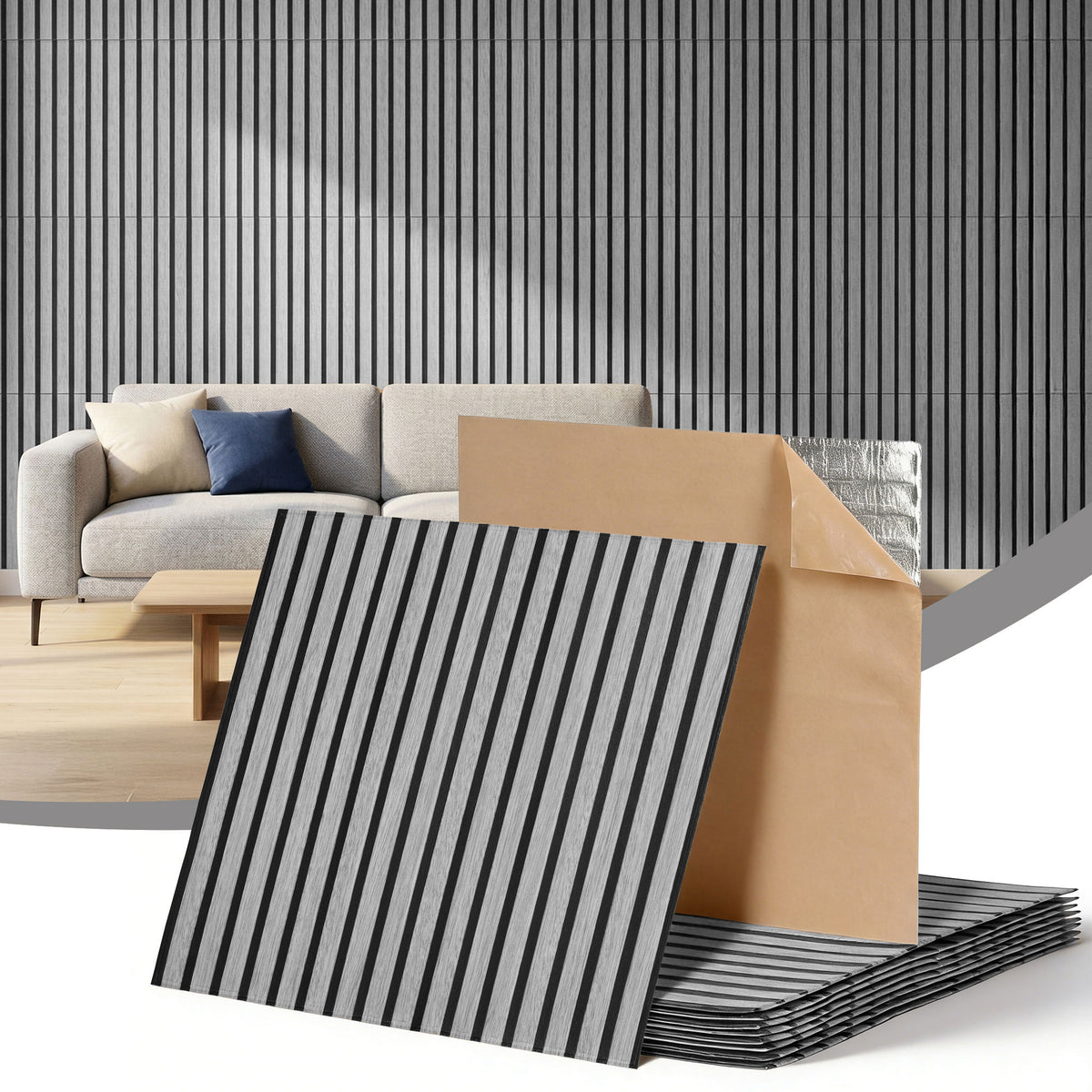 Artiss 10PCS Peel and Stick Wall Panels Tiles 68X68CM Self Adhesive for Home Office Studio Grey