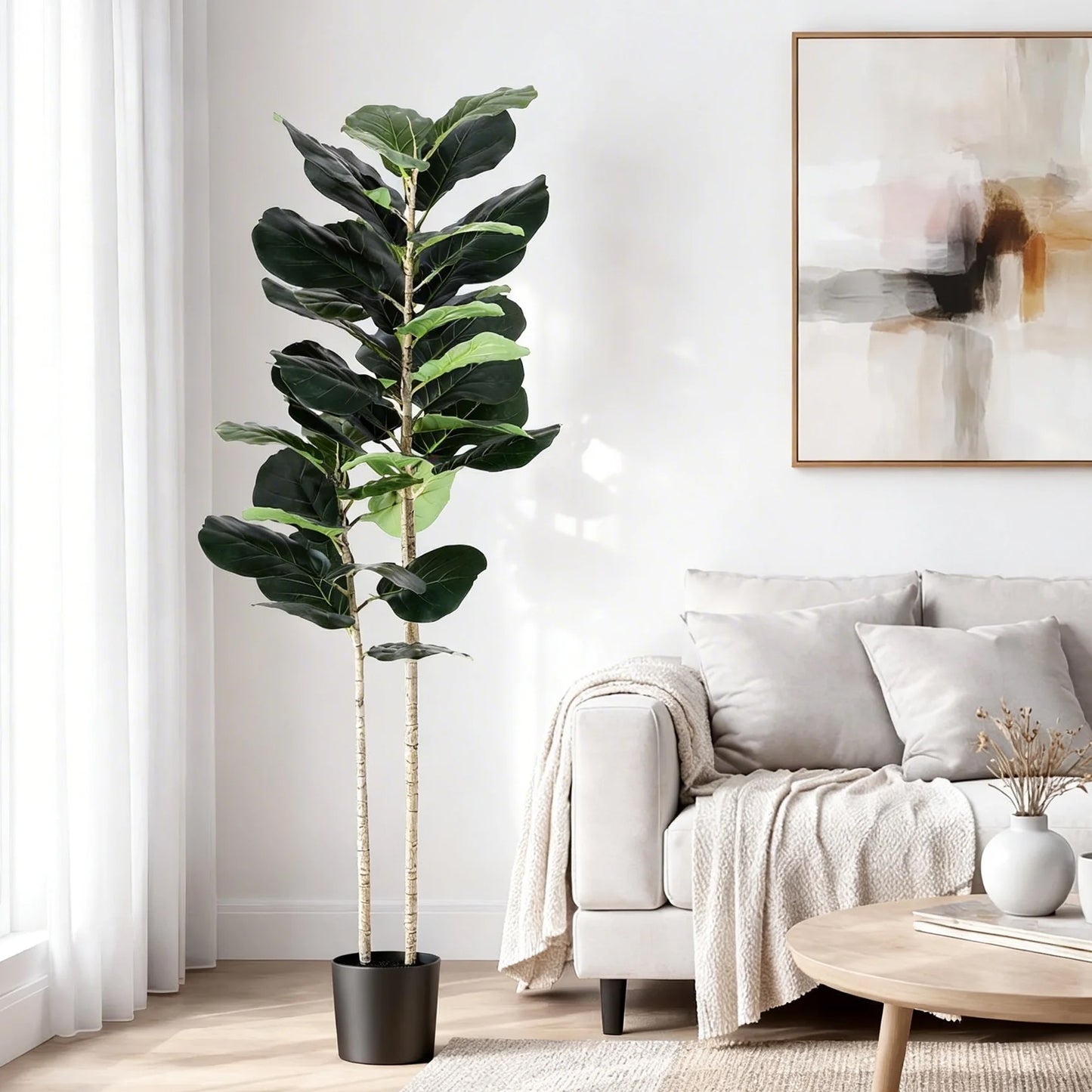 Artiss 150cm Artificial Fiddle Tree Faux Trees Indoor Decor Artificial Plants Lifelike Plant 1.5M