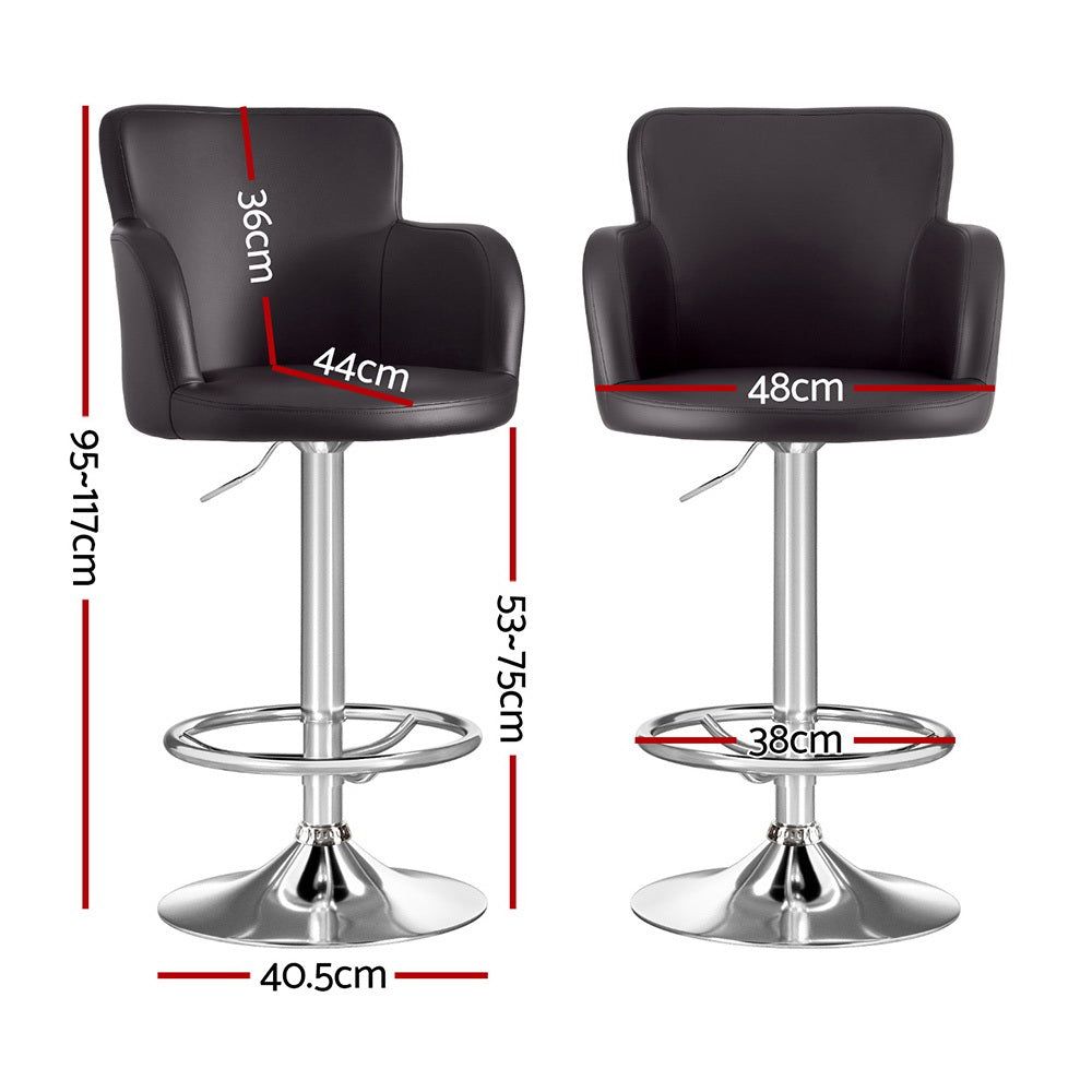 Artiss 1x Leather Bar Stools Swivel Adjustable Gas Lift PU Counter Chairs Brown