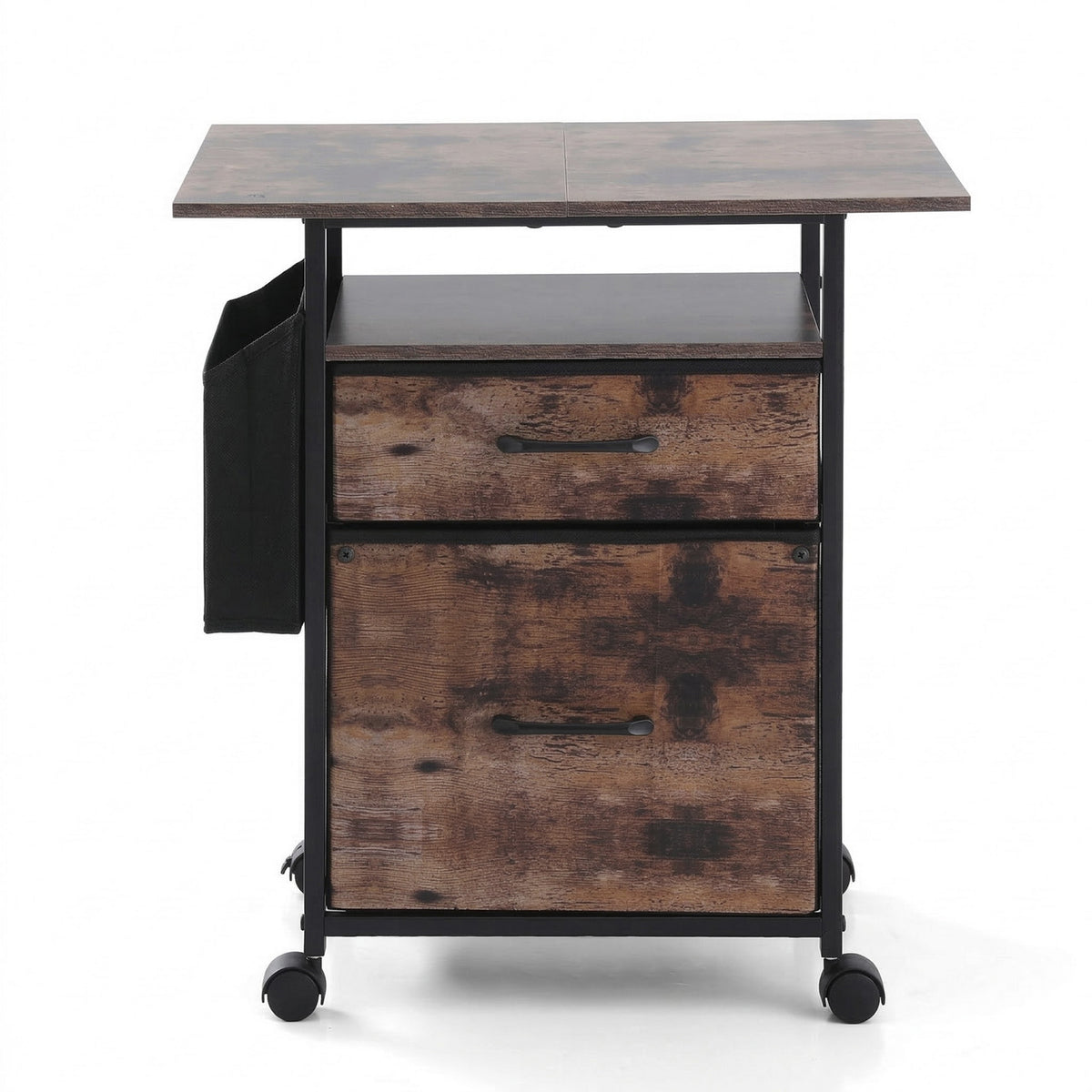 Artiss 2 Fabric Drawer File Cabinet Printer Stand Rolling File Cabinet with Side Bag