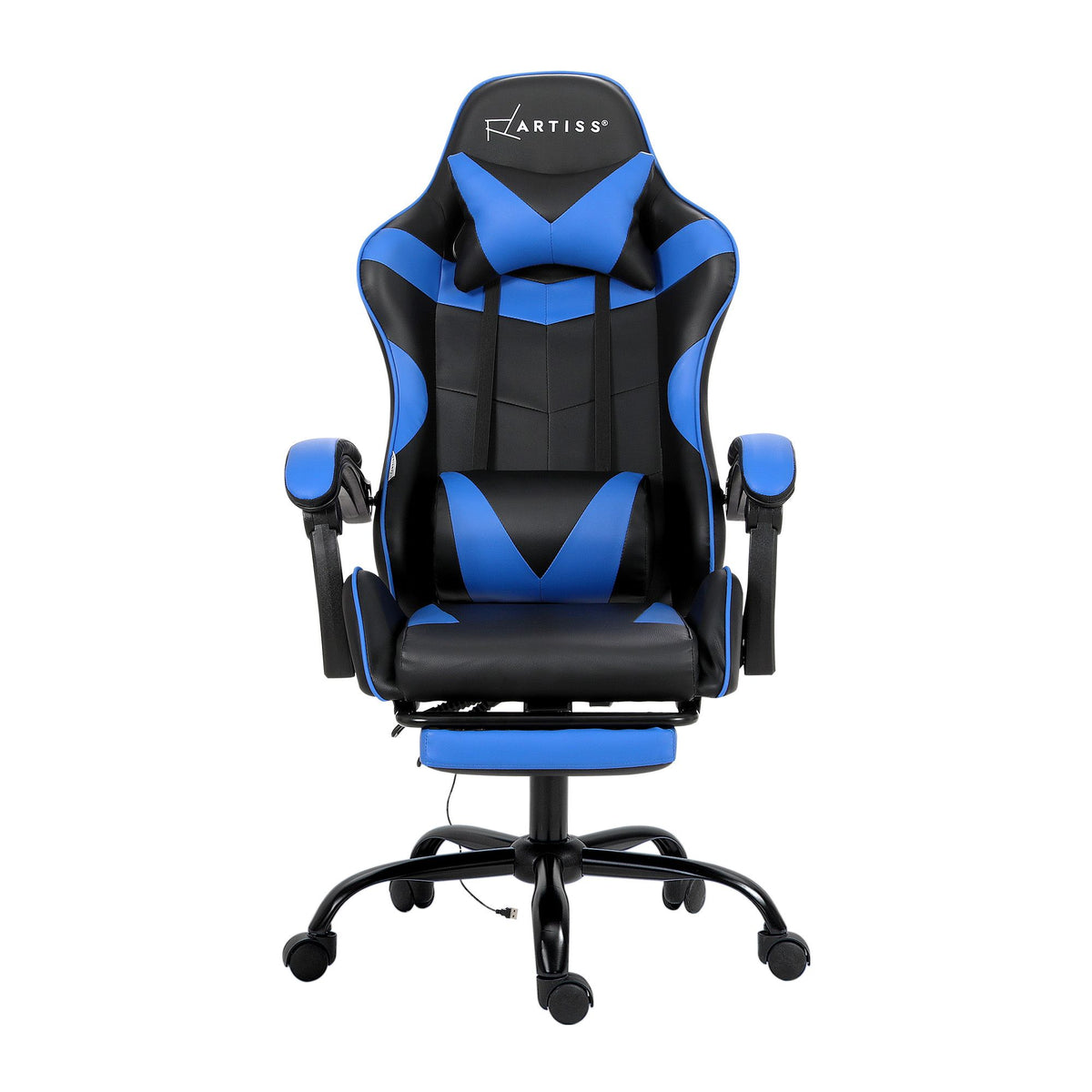 Artiss 2 Point Massage Gaming Office Chair Footrest Blue