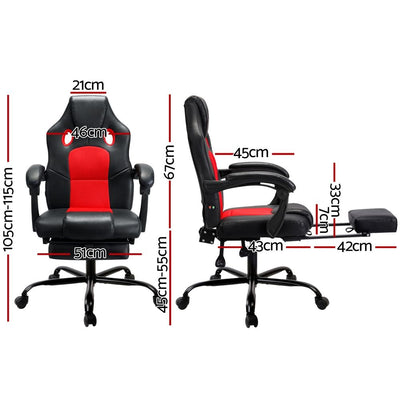 Artiss 2 Point Massage Gaming Office Chair PU Leather Red