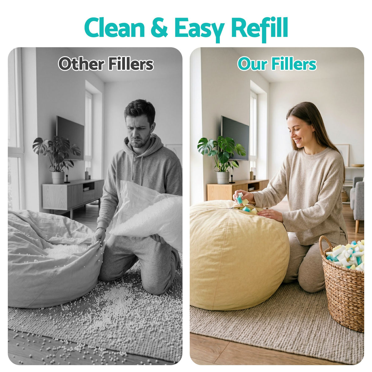 Artiss 25lbs (11KG) Bean Bag Filler Shredded Memory Foam Filling High Density Soft Pillow Stuffing for Bean Bag Chair, Couch Cushion, Dog Bed, Stuffed Animals and Arts Crafts