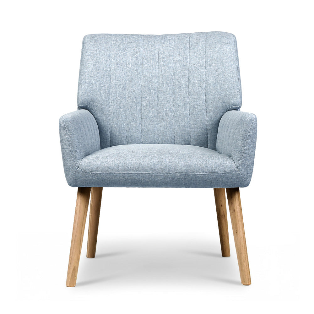 Artiss 2X Armchair Fabric Blue Grey