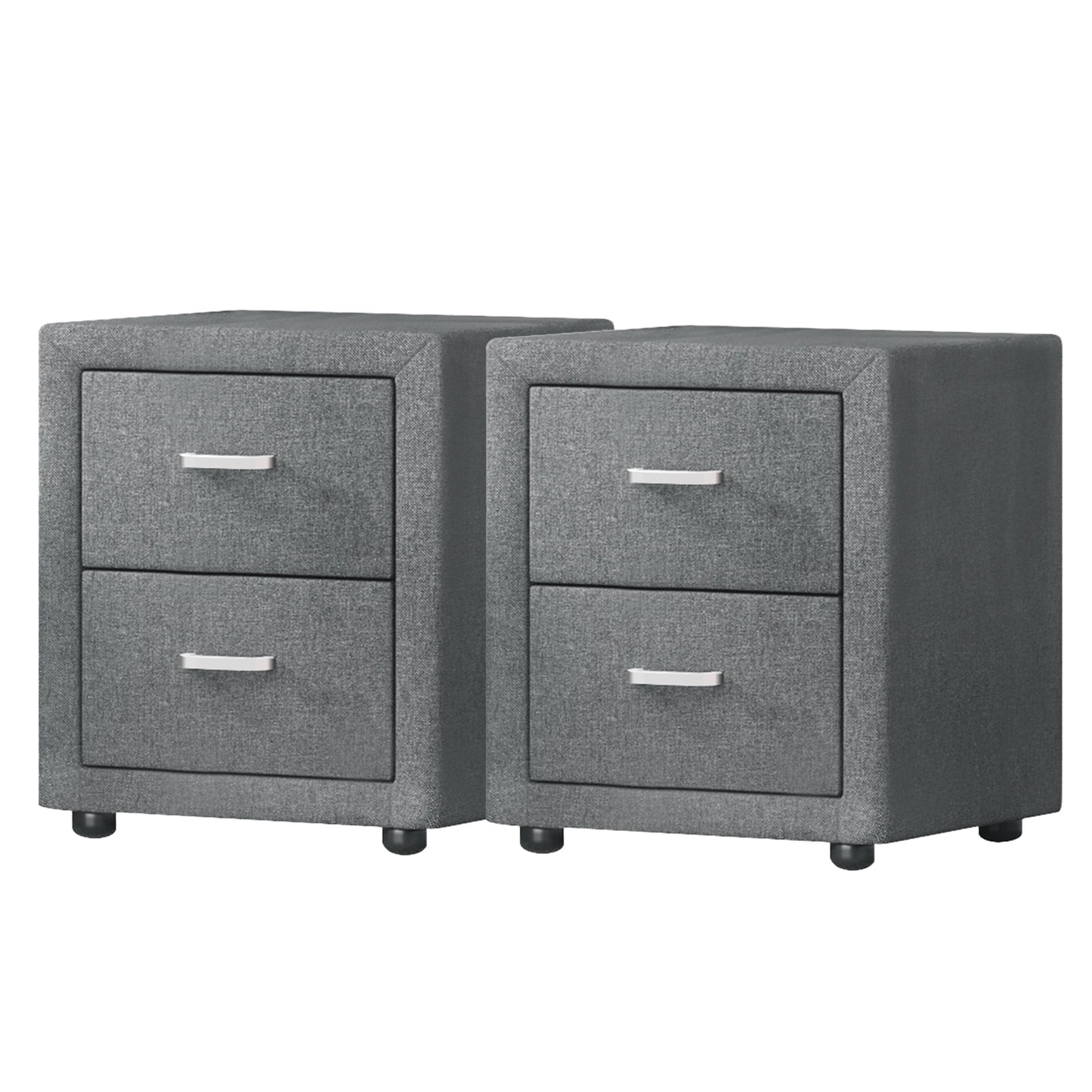 Artiss 2X Bedside Table 2 Drawers Side Table Fabric - CADEN Grey