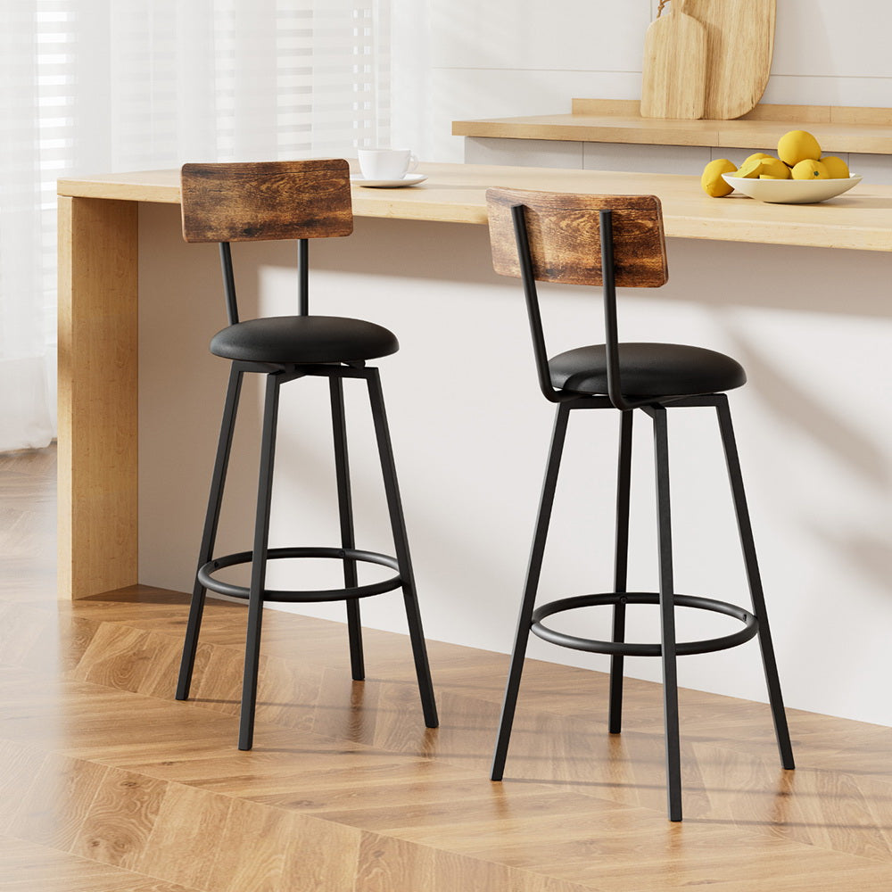 Artiss 2X Industrial Bar Stools Upholstered Counter Chairs Steel Frame Anti-Scratch