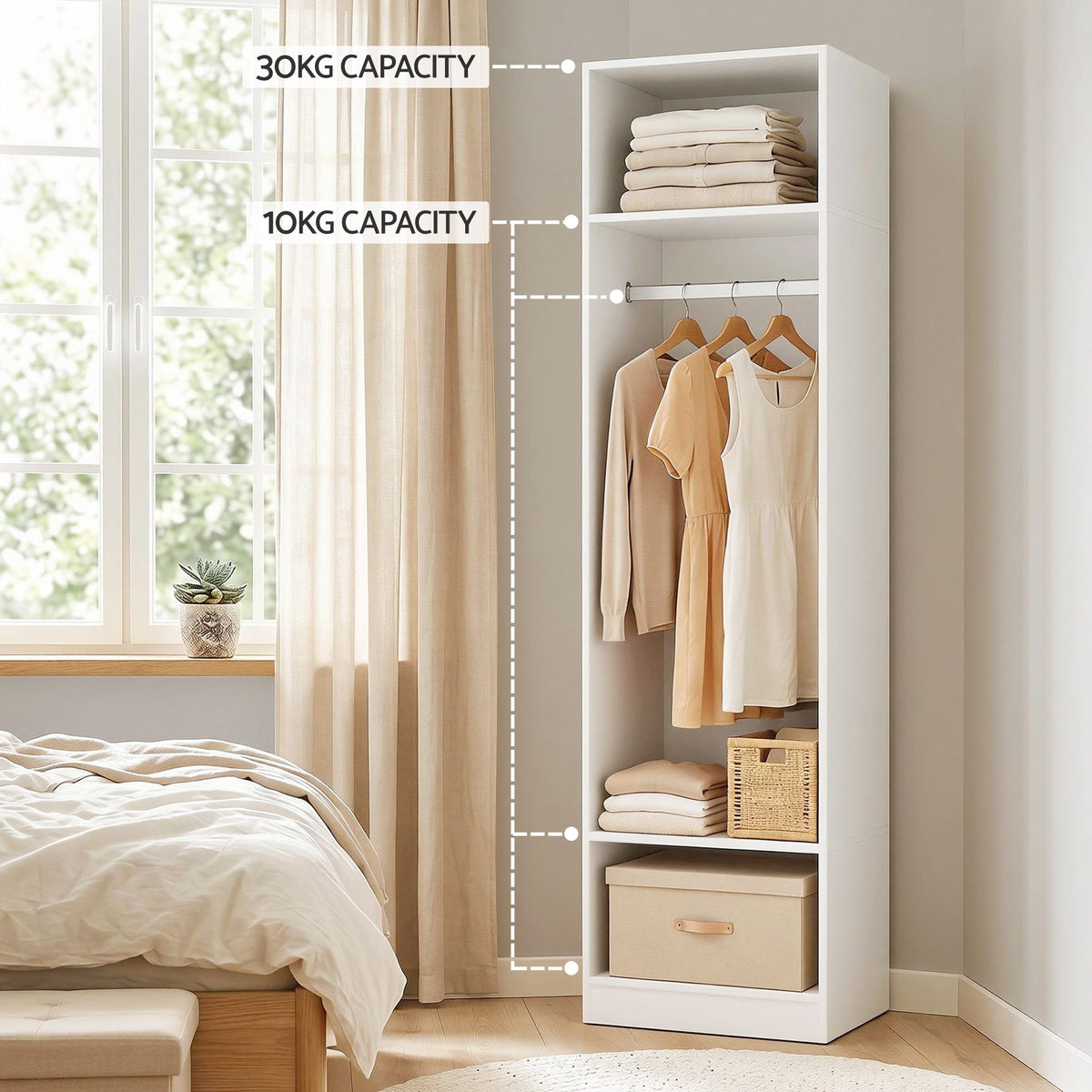 Artiss 2X Wardrobe Clothes Closet Storage Organiser Shelf White