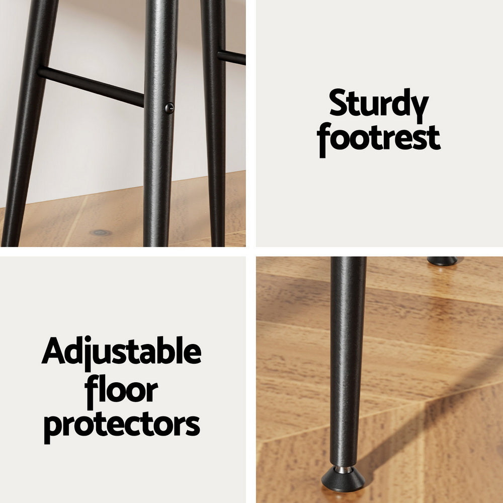 Artiss 2x Bar Stools Kitchen Dining Chairs Counter Round PU Leather Lane Brown