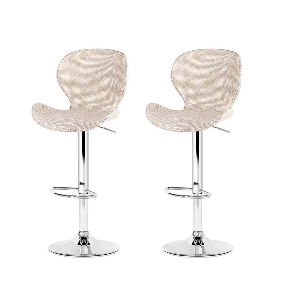 Artiss 2x Bar Stools Kitchen Swivel Gas Lift Counter Chair Wing PE Rattan Beige