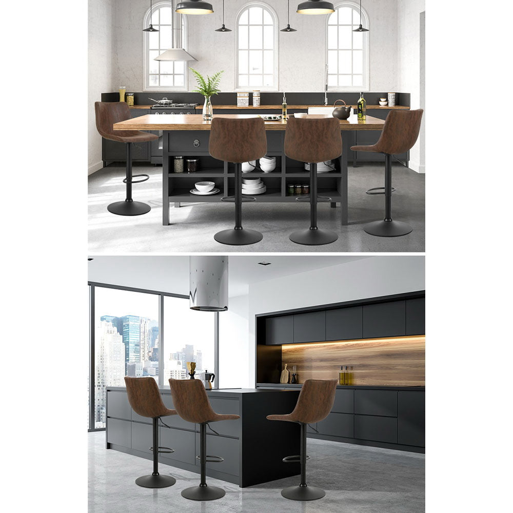 Artiss 2x Bar Stools Vintage Swivel Gas Lift Brown