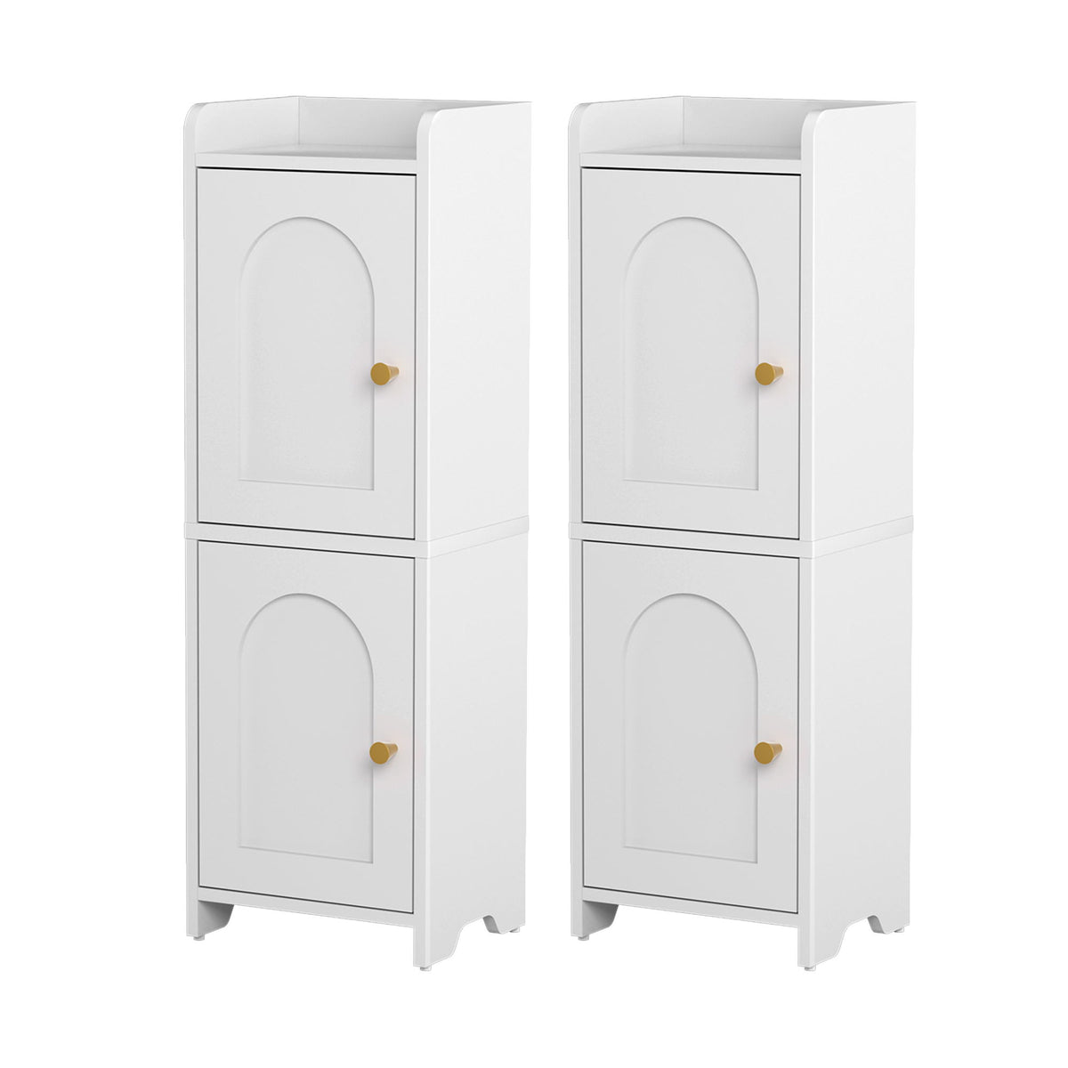 Artiss 2x Bathroom Storage Cabinet 2-Tier Slim Toilet Organizer Adjustable White
