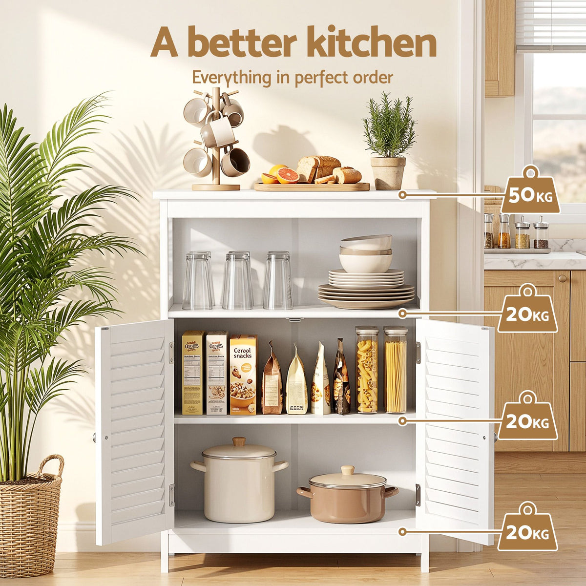 Artiss 2x Buffet Sideboard Cabinet Server Cupboard Kitchen Bathroom Storage IVOR