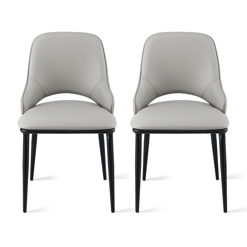 Artiss 2x Dining Chairs Hollow PU Leather Kitchen Lounge Cafe Accent Chair Grey