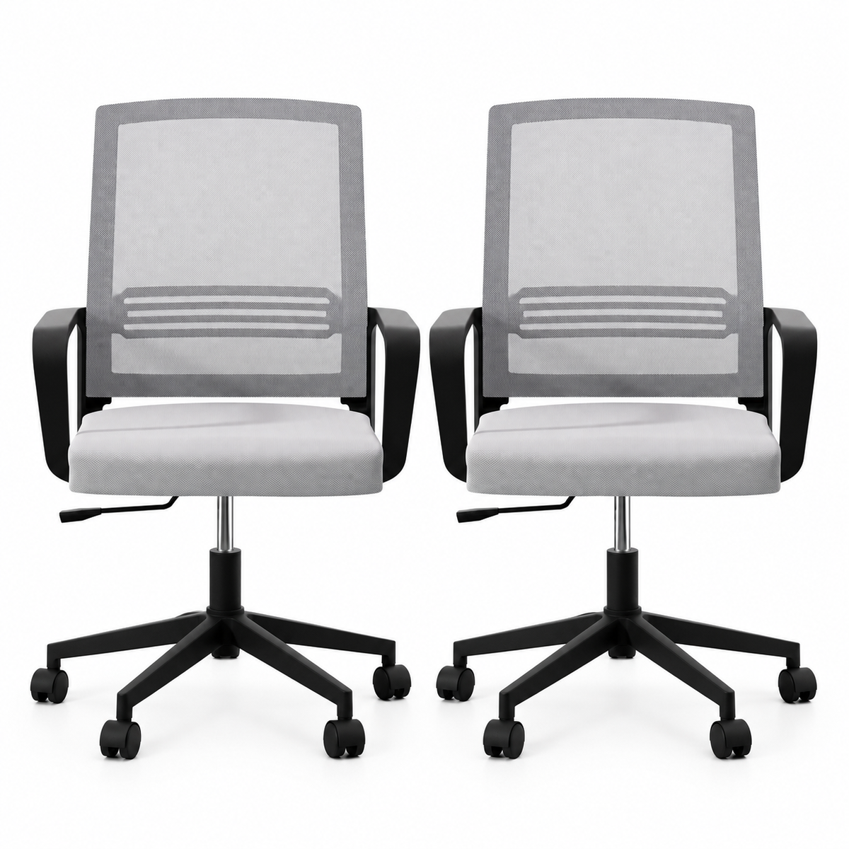 Artiss 2x Ergonomic Office Chair Mesh Mid Back Home Office Desk Chairs with Lumbar Support Grey