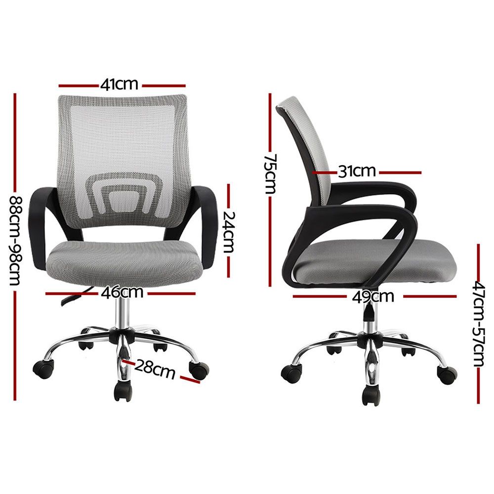 Artiss 2x Mesh Office Chair Mid Back Grey