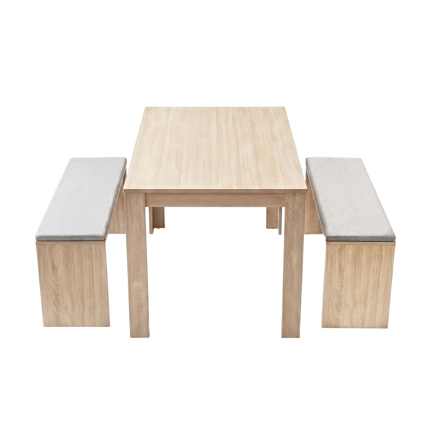 Artiss 3 Piece Dining Sets, 120cm Wooden Dining Table and 2 Upholstered Chairs Set, Space-Saving Modern Kitchen Dining Suite for Home Apartment (Oak)