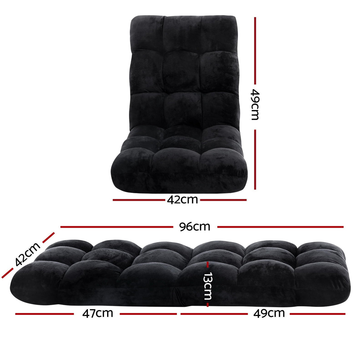Artiss 4X Lounge Sofa Bed Flannel Fabric Black