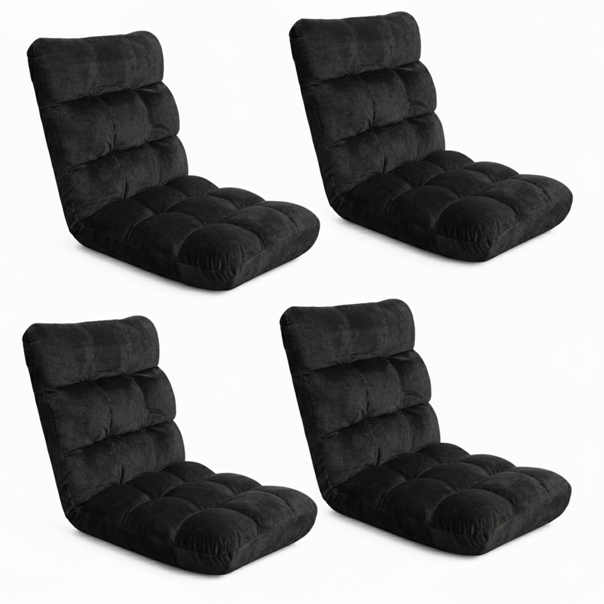 Artiss 4X Lounge Sofa Bed Flannel Fabric Black