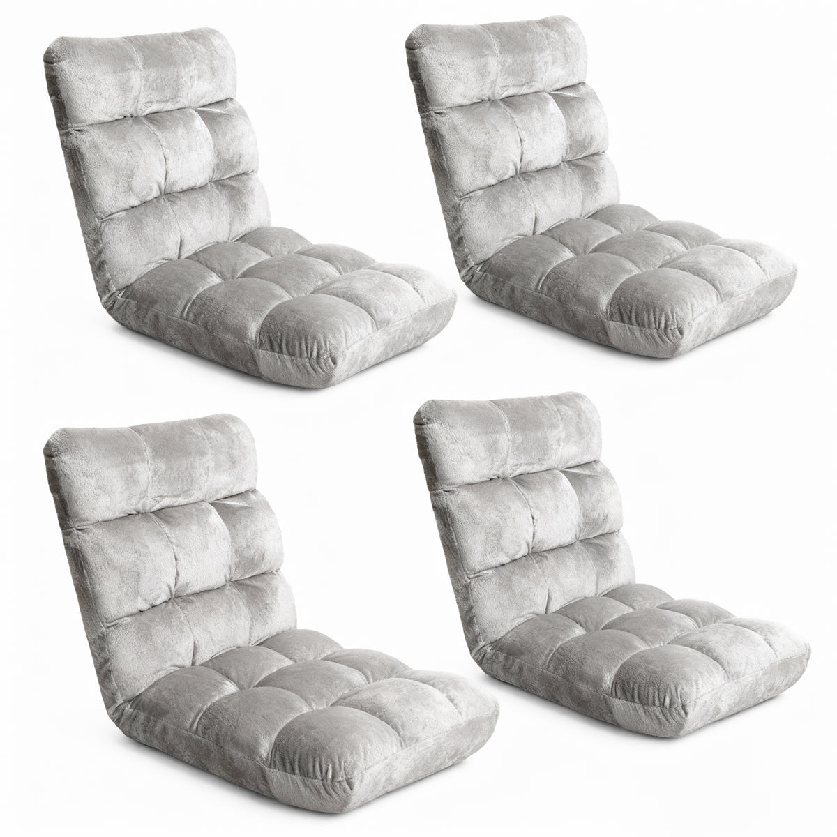 Artiss 4X Lounge Sofa Bed Flannel Fabric Grey